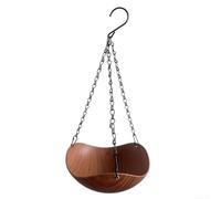 TDCuizent Solar Bird Bath And Feeder Hanging Fountain For Garden Dual Function Wild Bird Water Station ABS Iron Wood Finish 54X20cm Dark Light Brown Easy Clean Outdoor Decor(Light Brown)