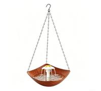 TDCuizent Solar Bird Bath And Feeder Hanging Fountain For Garden Dual Function Wild Bird Water Station ABS Iron Wood Finish 54X20cm Dark Light Brown Easy Clean Outdoor Decor(Light Brown P)
