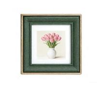 TDCuizent Square Photo Frame Nordic Wood Style Green White Pattern Density Board Organic Glass Panel Wall Hanging Standing Display For Home Decor Photo Size 12.7cm 15.2cm 17.8cm(17.8 * 17.8cm)