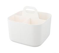 TDCuizent Stackable Multipurpose Basket Organiser with Handle for Home and Office Storage Plastic Desktop Storage Box with Removable Divider Portable Space-Saving Organizer(White)