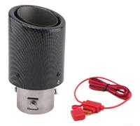 TDCuizent Stainless Steel Exhaust Tip With LED Flame Effect Carbon Fiber Pattern Tail Pipe Illuminated For Cars And Motorcycles Under 55Mm Red Blue Options Easy Install Rust Resistant(B)