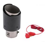 TDCuizent Stainless Steel Exhaust Tip With LED Flame Effect Carbon Fiber Pattern Tail Pipe Illuminated For Cars And Motorcycles Under 55Mm Red Blue Options Easy Install Rust Resistant(D)
