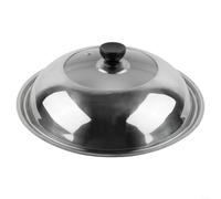 TDCuizent Stainless Steel Wok Lid and Pot Cover with Visible Tempered Glass Centre Combined Tripod Design with Knob Handle for Easy Lifting Heat Resistant Splash Guard to Keep Food Warm (32CM)