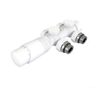 TDCuizent Thermostatic Radiator Valve Kit Heated Towel Rail Adjustable Brass TRV Head Liquid Sensor 50Mm Centre Spacing 1/2 Inch Convertible Supply For Bathroom Central Heating(White)