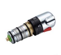 TDCuizent Thermostatic Shower Valve Cartridge Brass Bath Mixer Tap Repair Kit Consistent Temperature Control 38C Safety Stop Chrome-Plated Single Lever Easy Install Replacement For Concealed And