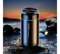 TDCuizent USB Rechargeable Car Aroma Diffuser Electric Turbine Air Freshener With Adjustable LED Ambient Light Negative For Ion Release Sl lloy Grey Custom Scent Intensity(seas and oceans)