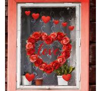 TDCuizent Valentine's Day Heart-Shaped Window Stickers Static Cling Glass Decals for Home Decor Modern Minimalist Art for Bedroom Living Room Mirrors and Doors 30x30cm