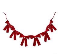 TDCuizent Velvet Bow Banner Garland for Christmas Wedding Party Decor | Soft Plush Fabric with Pre-Attached Bows for Mantel Staircase Wall Hanging Festive