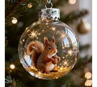 TDCuizent Wildlife Wonders Collection Glass Ornament 2.75in Handcrafted Animal Holiday Decoration Star Accents Sparkling Finish White Christmas Tree Wreath Festive Centerpiece(squirrel)