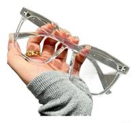 TDCuizent Womens Retro Square Glasses Frames Anti Blue Light PC Lens Literary Style for Round Face Elegant Daily Wear Black Gray Transparent Color Options Available(Transparent)