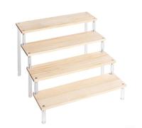 TDCuizent Wood + Acrylic Ladder Display Rack 1-5 Tier Multi-Layer Organizer Stand for Figures Cosmetics Desserts Collectibles Countertop Storage Easy Assembly (4 layer 40cm)