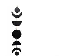 TDCuizent Wooden Wall Hanging Sun Moon Decor Minimalist 2D Boxwood Art Boho Celestial Pendant for Home Bedroom Living Room Nursery Install Natural Wood Finish(Black)