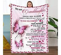 TDDKFB Personalised Fleece Blanket to My Granddaughter from Grandma,Super Soft and Cozy Flannell Blanket-Love Letter Blanket-Fleece Printed Quilts-Air Mail Blanket,for Sofa Bed,E,130 * 150cm