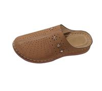 TDEOK Baotou Women's Thick Slippers Large Size Round Baotou Back Empty Leisure Slippers S Women's Shoes Ankle Boots, brown, 4 UK