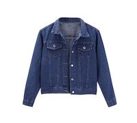 TDEOK Basic Denim Cotton Jacket with Buttons in Plain Basic Colour and for Women Down Women's Coat, blue, XL