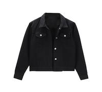 TDEOK Basic Denim Cotton Jacket with Buttons in Plain Basic Colour and for Women Down Women's Coat, black, M