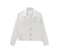 TDEOK Basic Denim Cotton Jacket with Buttons in Plain Basic Colour and for Women Down Women's Coat, White, M