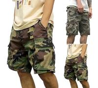 TDEOK Camouflage Cargo Shorts Men, Elastic Waist Cargoshorts for Men Combat Chinoshorts Multi Pockets Knee Length Stretch Fit Trousers Shorts Casual Half Pants Mens Workshorts M-5XL