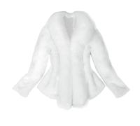 TDEOK Faux Fur Jacket Women's Warm Fur Coat White Wedding Fur Jacket Long Sleeve Elegant Tailored Winter Jacket Short Fur Jacket Transition Jacket Faux Fur Jacket Fleece Jacket Wedding Jacket Bridal