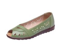 TDEOK Flat Casual Shoes for Women Spring and Fish Mouth Sandals Comfortable Soft Sole Work Commuting Lightweight Flat Casual Shoes Women Shoes Black Elegant Heel, Green, 5 UK