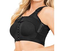 TDEOK Full Coverage Sutia Workout Campaign Exercise Sports Bra Front Buckler Fitness Women Wireless Yoga Fitness Bra Lingerie Top Shorts, black, L