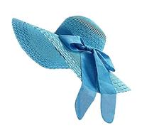 TDEOK Hats Sun Brim Bow Colorful Big Floppy Brim Women Hat Beach Cap Wide Baseball Caps Olive Hats (Sky Blue, One Size)