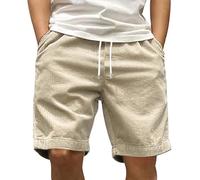 TDEOK Mens Corduroy Shorts with Pockets - Drawstring Summer Jogging-Shorts Elastic Waist Running Short Relaxed Fit Summershorts Lightweight Runningshorts Men Classic Gym Breathable Workoutshort Beige