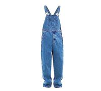 TDEOK Men's Denim Jumpsuit Overalls Cargo Jeans Retro Work Trousers Loose Fit Vintage Jogging Bottoms, Sky Blue