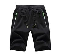 TDEOK Mens Summer Shorts with Zip Pockets - Casual Joggers Stretch Shorts Relaxed-Fit Drawstring Walk Short Mens Summer Short with Elastic Waist Pockets