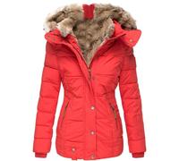 TDEOK Quilted Jacket Women's Transition Jacket Winter: Winter Jacket Women's Warm Lined with Fur Outdoor Jacket Faux Fur Winter Parka Large Sizes Winter Coat with Hood Quilted Jacket Hiking Jacket