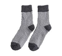 TDEOK Sleeping Socks Men's Thick Cuddly Socks Fluffy Patchwork House Socks Winter Warm Socks Fluffy Knitted Socks Plush Socks Bed Socks High Socks Winter Warm Socks Christmas, gray, One size