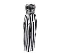 TDEOK Summer Sleeveless Tube Top High Waist Tie Black White Striped Jumpsuit Elegant Trouser Suit Mother of the Bride, a, XL