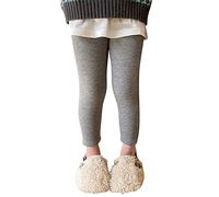TDEOK Toddler Baby Girl Cotton Thick Fleece Lined Warm Leggings Knitted Tights Stretchy Basic Ninth Ankle Length Trousers Tights for Winter Stocking Warm Leggings Kids, gray, 6-12 Months