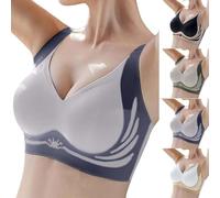 TDEOK Wireless Anti Sagging Bras for Women UK - Push-Up Bras Comfortable Full Coverage Ladies V Neck Padded Non Wired Seamless T Shirt Sports Bralettes Everydaybras