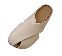 TDEOK Women Wrapped Toe Slippers Outdoor Wear Flat Bottom Versatile Fish Mouth Cool Slippers Fashion Lazy Loafers Shoes Women Heel, khaki, 8 UK
