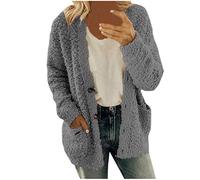 TDEOK Women's Knitted Fleece Jacket Without Hood Transition Jacket Autumn Winter Fleece Jacket Warm Autumn Jacket Long Sleeve Elegant Plush Coat Teddy Fleece Winter Jacket Large Sizes Plush Jacket /