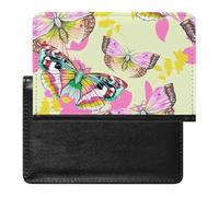 TDGKPZ Passport and Vaccine Card Holder Pink Butterfly Yellow Passport Cover Documents Organizer Protector