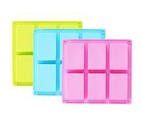 TDHDIKE 3 Pack Silicone Soap Molds(Blue & Pink & Green), 6 Cavities Silicone Baking Mold DIY Handmade Soap Making, Muffin, Loaf, Brownie, Cornbread and More