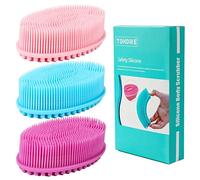TDHDIKE Silicone Body Scrubber Loofah - Set of 3 Soft Exfoliating Body Bath Shower Scrubber Loofsh Brush for Sensitive Kids Women Men All Kinds of Skin