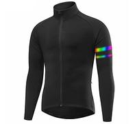 TDHLW Winter Men's Cycling Jacket Waterproof Breathable Three-layer Composite Thermal Fleece Bike Coat,Black,L