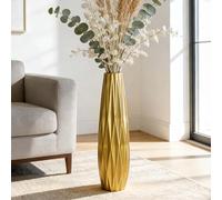 TDIAVH Gold Ceramic Tall Floor Vase, 24 Inch Large Modern Geometric Vase for Home Decor, Oblong Shape, Gold Finish