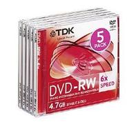 TDK 5 Pack 6x DVD-RW 4.7GB