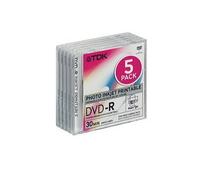 TDK 8cm DVD-R photo inkjet printable 30 minute - 5 disc pack with jewel cases IJP