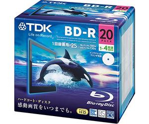 TDK Blu-ray BD-R Disk | 25GB 4x Speed 20 Pack (Japan Import)