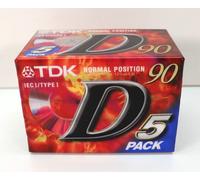 TDK D90 Normal Position IECI/Type I Blank Audio Cassette Tapes Sealed x 5 Pack