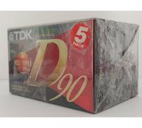 TDK D90 x 5 - 5 PACK Recordable Blank Audio Cassette Tapes 90 minutes - NEW