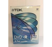 TDK DVD-R Recordable 16x 5 Pack Videobox