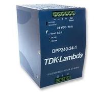TDK LAMBDA DPP240-24-1 AC/DC DIN Rail Power Supply, Active PFC, Adjustable, Fixed, 93 V, 264 V, 240 W, 24 V, 10 A