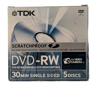TDK Mini DVD-RW-14SPEB 5 PACK / 30 Mins Video Camera Handy Cam Camcorder Discs
