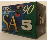 TDK SA90 / SA-90 EA5 - 5 PACK Blank Audio 90 Min / Type II Chrome Cassette Tape